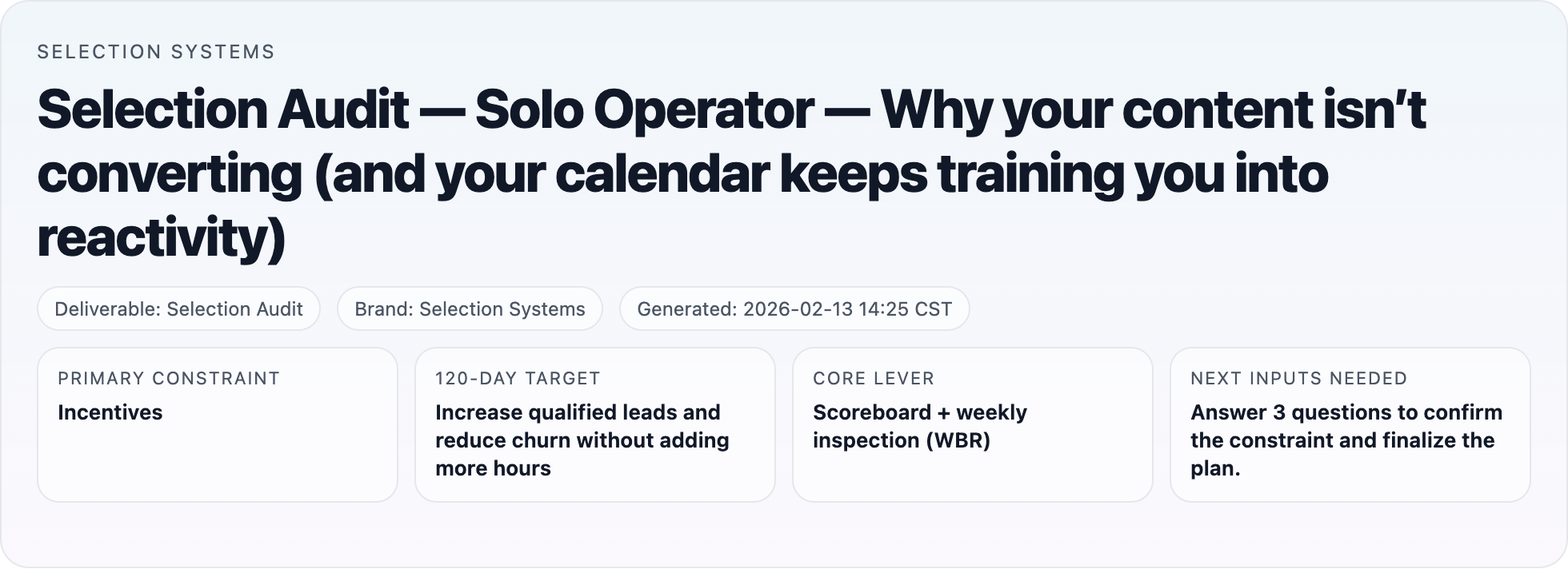 Sample Selection Audit cover